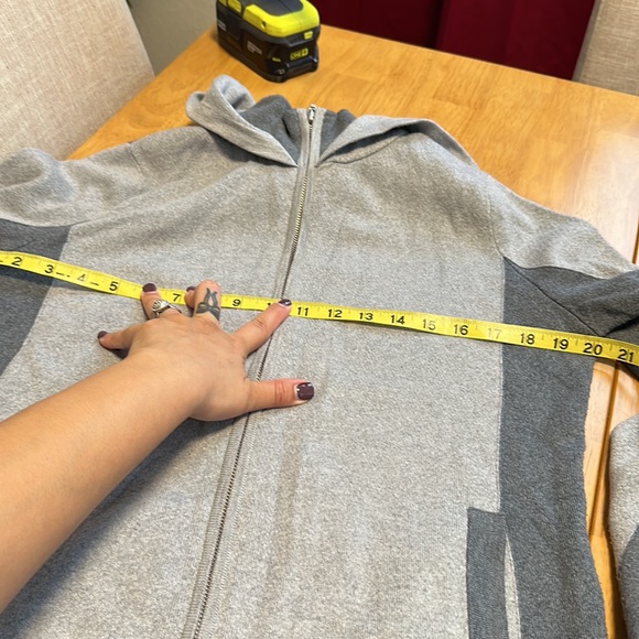 Rachel Zoe sweater Large gray color block zip front hooded jacket - Picture 9 of 10